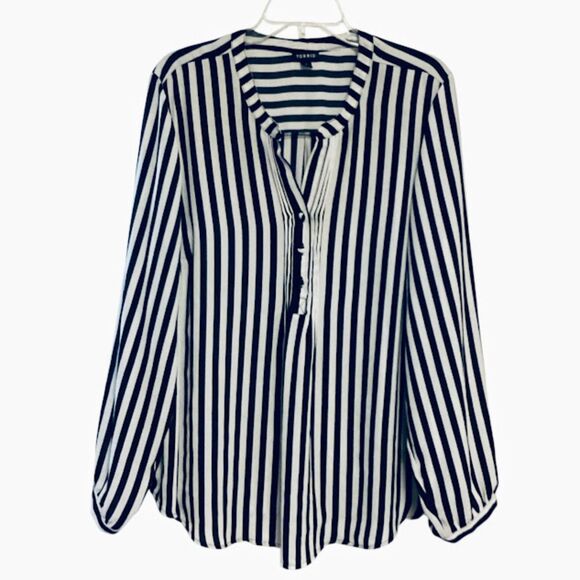 Torrid Black/White Long Sleeve Tunic Blouse in Size 2X - Picture 1 of 8